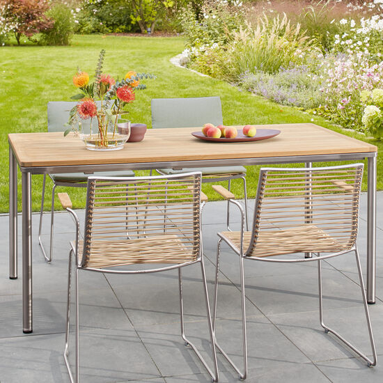 Stół Portland Ze Stali Nierdzewnej 165 x 90, Blat Stołu Z Teak