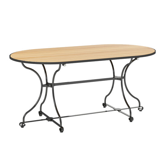 Owalny stół Fontenay 160 x 85 składany, listwy z teaku