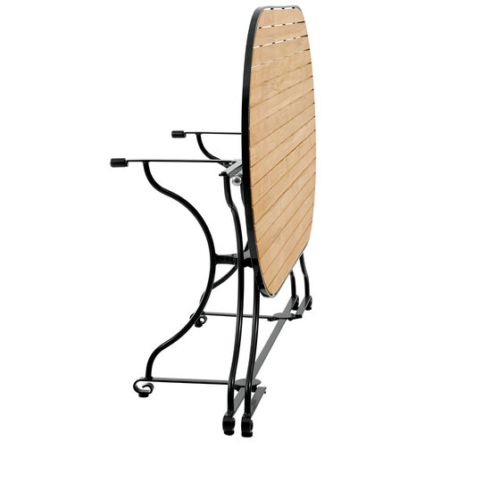 Owalny stół Fontenay 160 x 85 składany, listwy z teaku