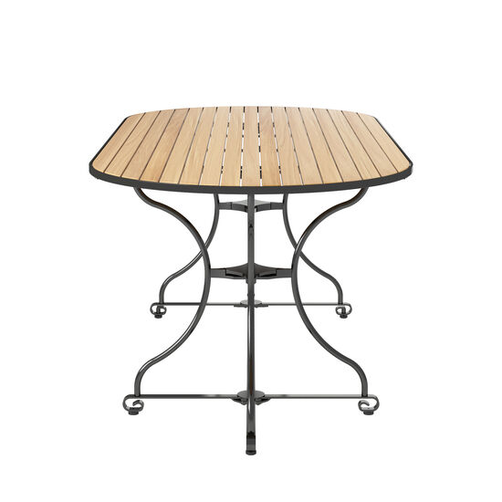 Owalny stół 200 x 90 składany, listwy z teaku