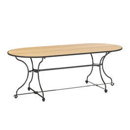 Owalny stół 200 x 90 składany, listwy z teaku