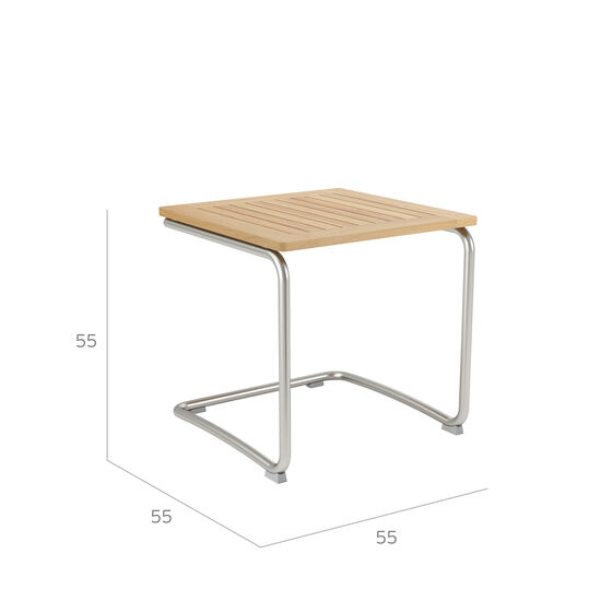 Stolik pomocniczy Bolero, stal nierdzewna 55 x 55, teak