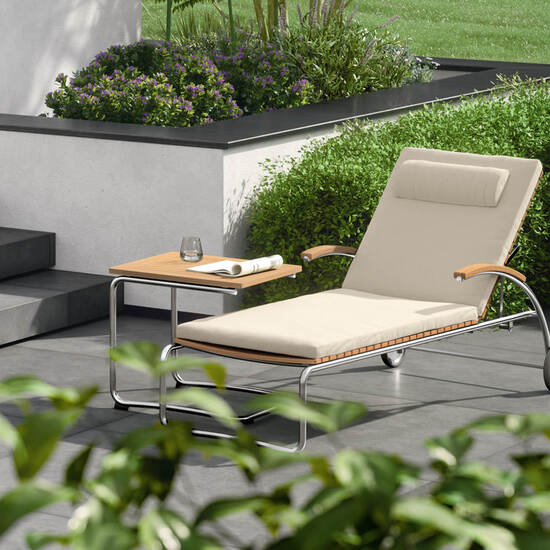 Stolik pomocniczy Bolero, stal nierdzewna 55 x 55, teak