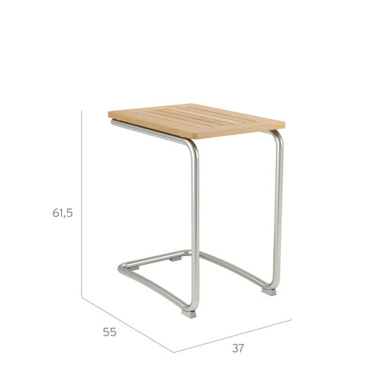 Stolik pomocniczy Bolero, stal nierdzewna 37 x 55, teak
