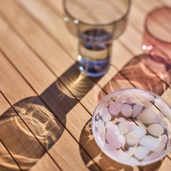 Stół rozkładany Portland, stal nierdzewna, 240-300 x 100, blat z teaku