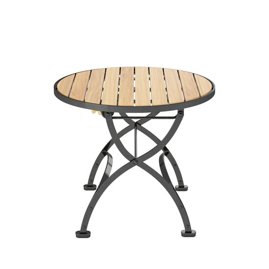 Stolik pomocniczy Fontenay, okrągły, niski, składany, z listew teakowych