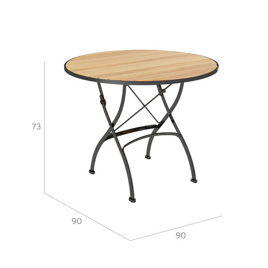 Okrągły stół Fontenay 90 składany, listwy z teaku