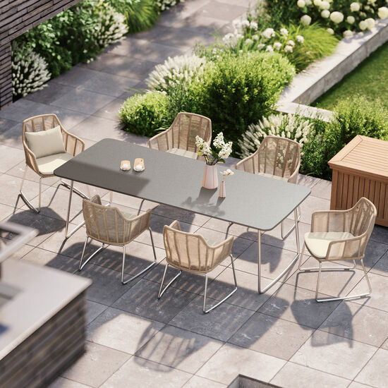 Stół Amari o wymiarach 180 x 90 cm z blatem z żywicy syntetycznej w kolorze "Shade"