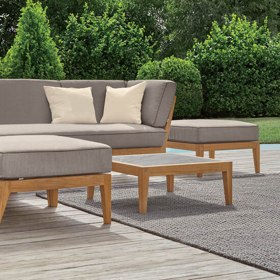 Valencia Lounge leżanka po lewej stronie, w komplecie poduszki we wzorze "Stone/Keder Taupe"