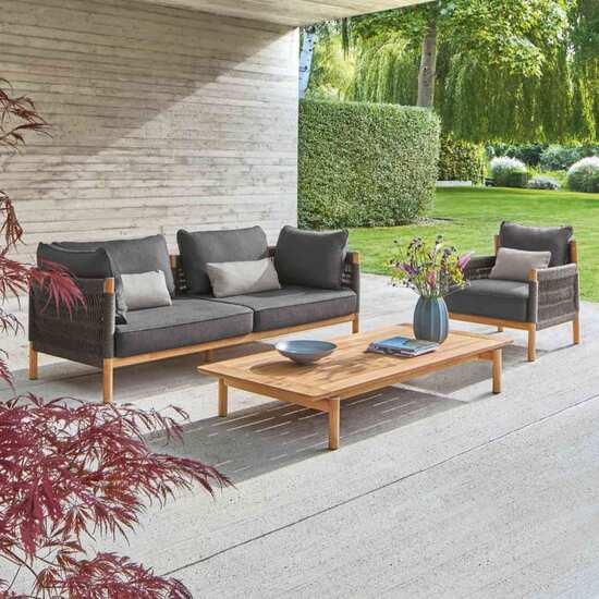 CAVO Fotel i sofa w kolorze antracyt, stolik kawowy 160 x 80