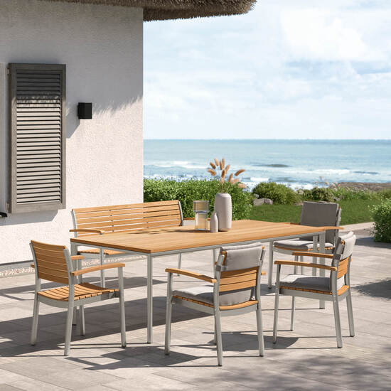 Stół Portland Silk Aluminium 165 x 90, blat stołu z teaku