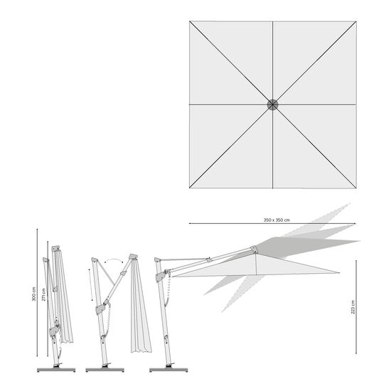 Trentino Parasol 3,50 x 3,50 m w kolorze kości słoniowej