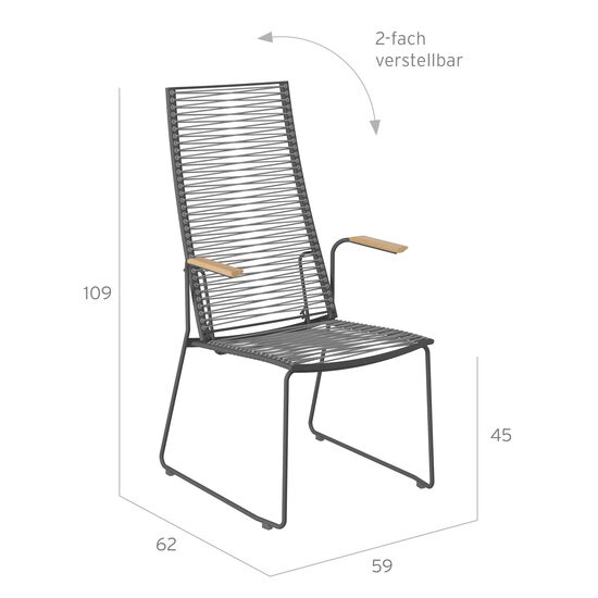 Pan Zestaw krzesła z wysokim oparciem w kolorze grafitowym